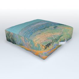 Malibu Coast, California with wild poppies floral seascape painting by Granville Redmond Outdoor Floor Cushion