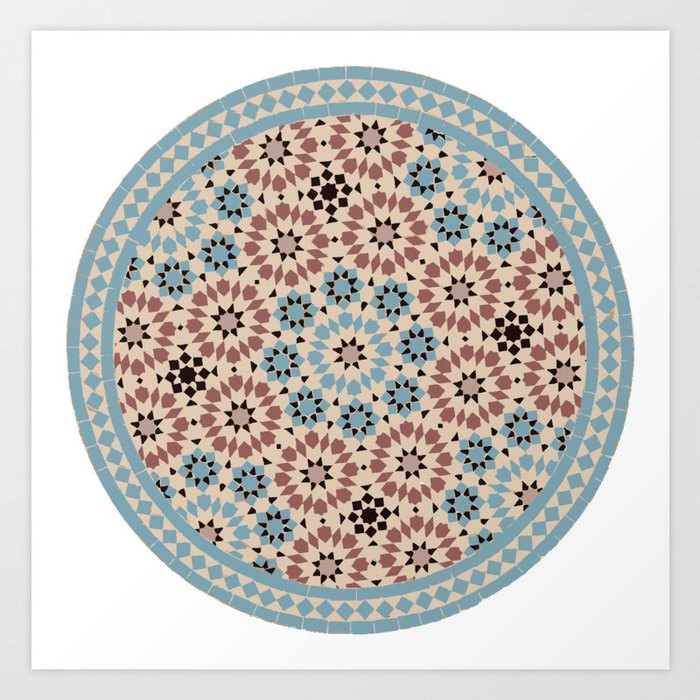 Moroccan Boho Modern Geometric Zellige Tile Pattern Art Print