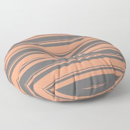 [ Thumbnail: Dim Gray & Light Salmon Colored Lined Pattern Floor Pillow ]