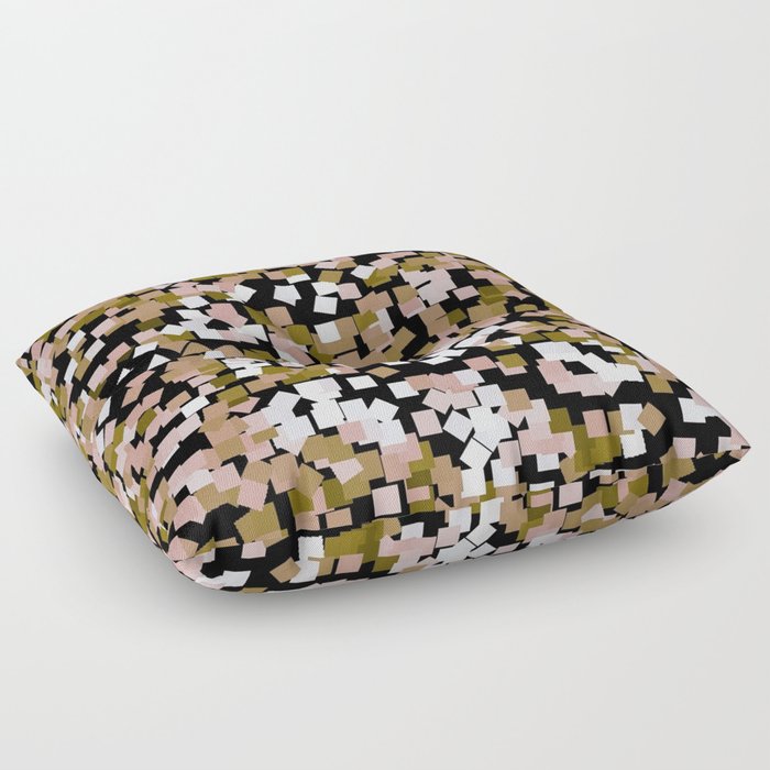 Squares Confetti Rainbow Mosaic Neutrals Tan Pink Green Floor Pillow