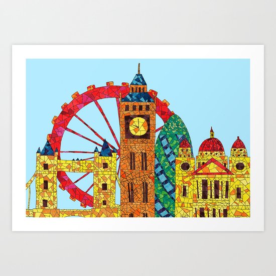 London Icon Building Mozaic Art Print