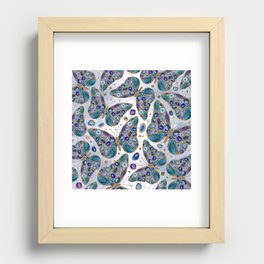 Blue and Purple Geodes Butterflies Recessed Framed Print