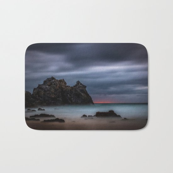 Rolling fog on the ocean Bath Mat