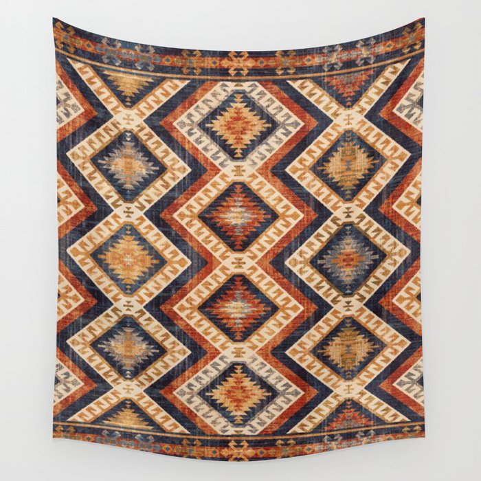 Traditional Vintage Southwestern Handmade Fabric Style Wall Tapestry