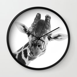 Giraffe Portrait // Grey Wild Animal Cute Zoo Safari Madagascar Wildlife Nursery Decor Ideas Wall Clock
