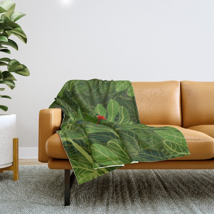 King Parrot in the Fig Tree Throw Blanket