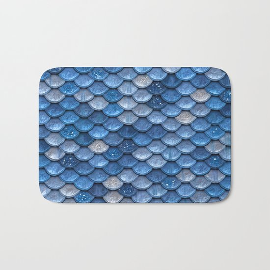 Blue sparkling glitter mermaid scales - Mermaidscales Bath Mat