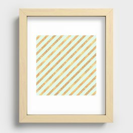 Abstract geometrical teal coral gold glitter  Recessed Framed Print