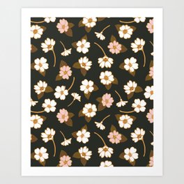 Spring Garden Dlicate Blooms - Black Art Print