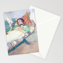 Woman Lying on a Bench, 1913 by Carl Larsson Stationery Card