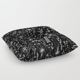 Wildflowers garden - Black Floor Pillow