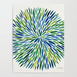 Watercolor Burst – Blue & Green Poster