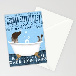 GSP german shorthaired pointer dog art bath bath tub clawfoot wash your paws bubble soap Stationery Card