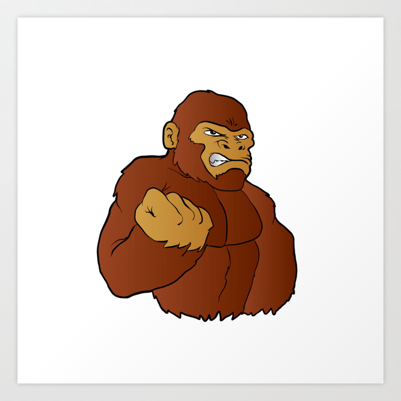 Cartoon Gorilla Art Print By Marios Society6 Gorilla ape, cartoon gorilla, cartoon character, comics, mammal png. cartoon gorilla art print by marios