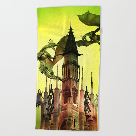 Flying dragon Beach Towel