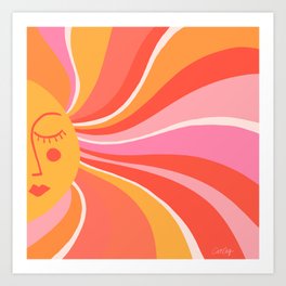 Sunshine Swirl – Pink & Peach Palette Art Print