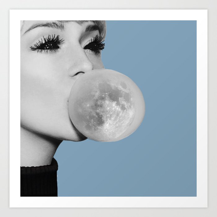 Bubble Gum Moon Art Print