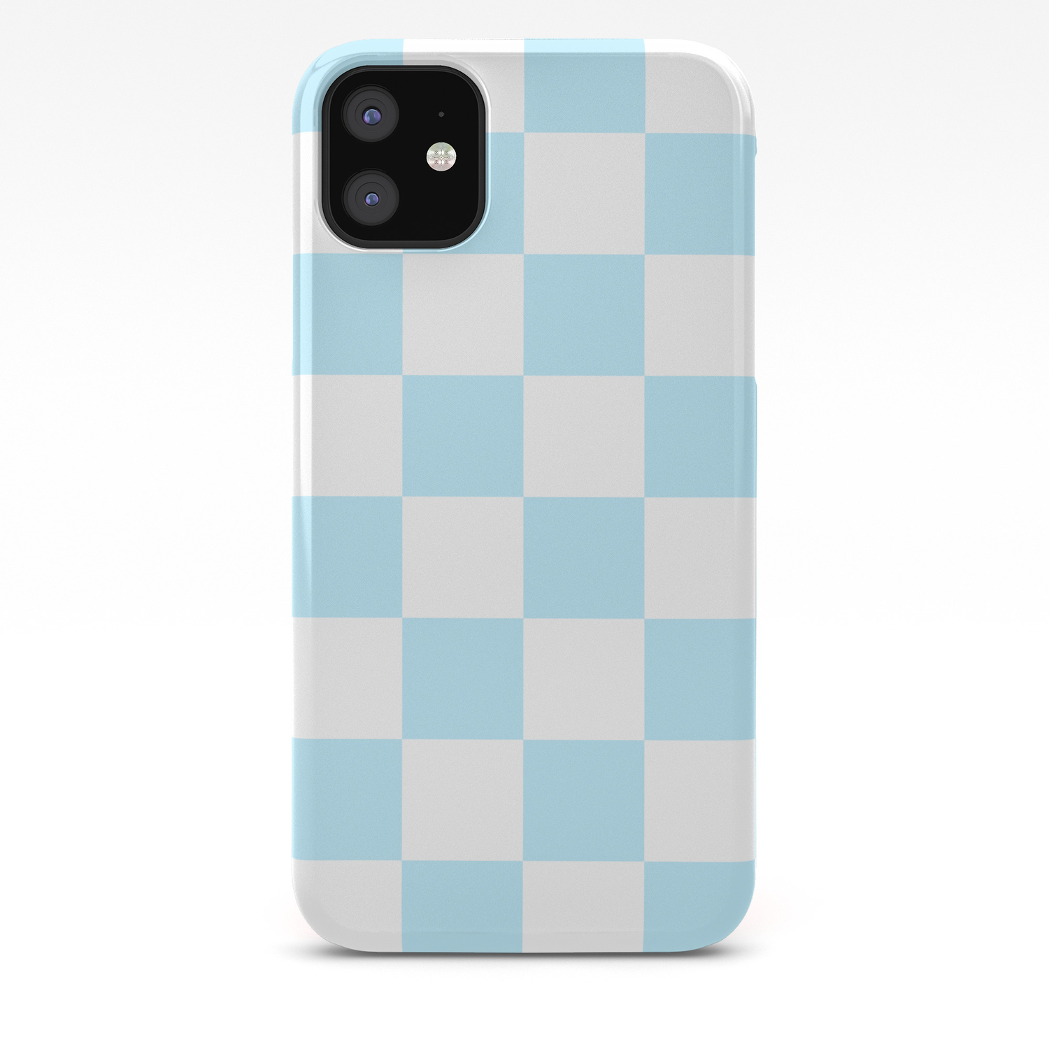 Large Checkered White And Light Blue Iphone Case By