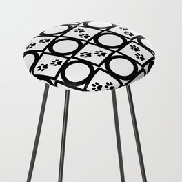 Black and White Geometric Paw Pattern Counter Stool