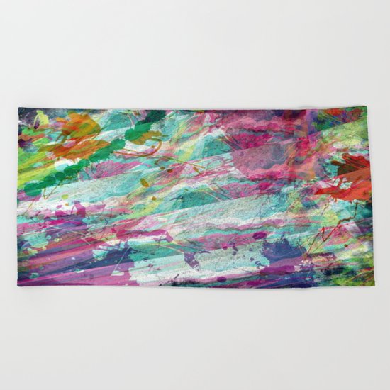 Bright Color Splash Abstract Beach Towel