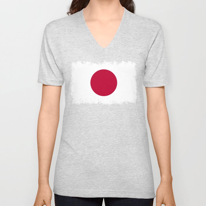 Japanese Flag of Japan V Neck T Shirt