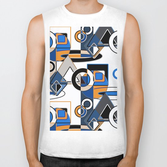 Abstract pattern with bold geometric shapes . Biker Tank