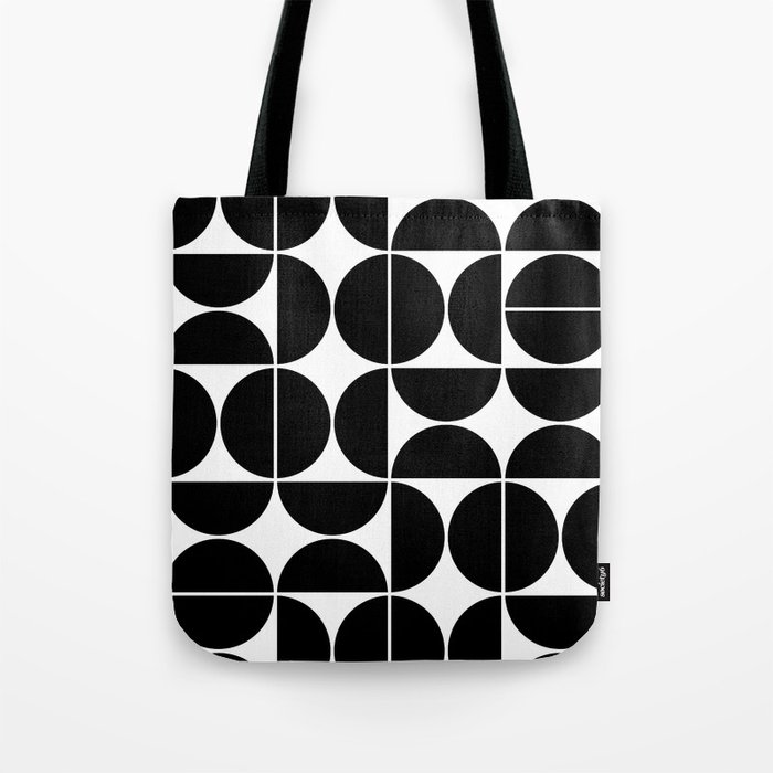 Mid Century Modern Geometric 04 Black Tote Bag