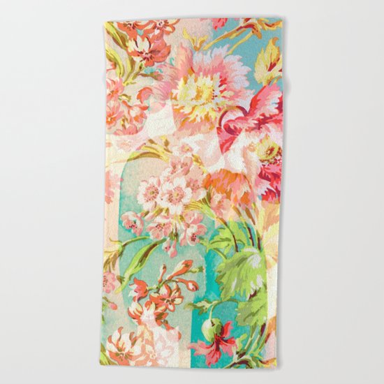 hide and seek floral Beach Towel