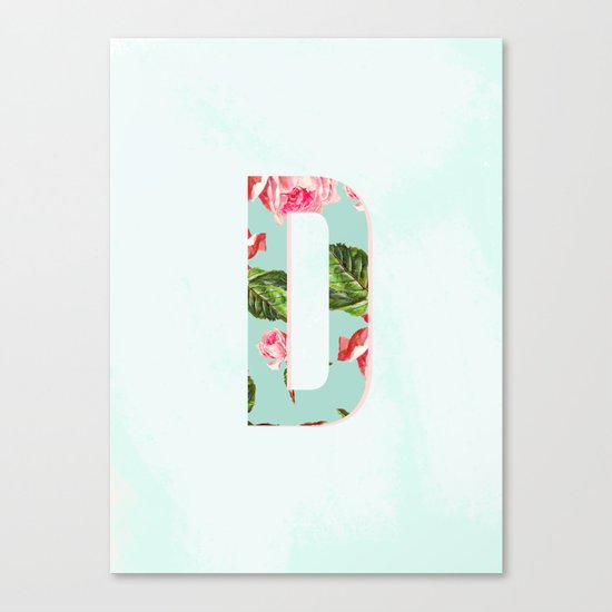 Floral Letter D - Letter collection Canvas Print