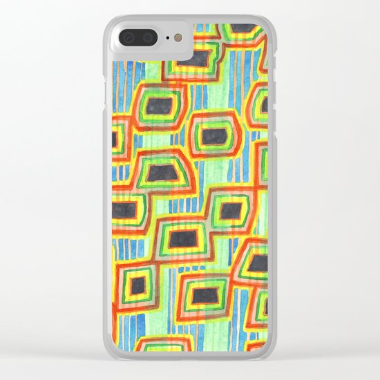 Connected Rectangle Shapes with Vertical Stripes Pattern Clear iPhone Case