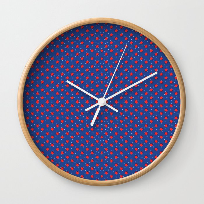 4th Of July Red Star Pattern Wall Clock