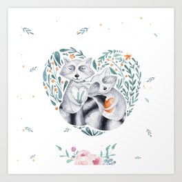 you just have to love raccoons Art Print | Trash, Raccoons, Flowers, Adorable, Garbage, Lover, Panda, In Love, Cartoon, Nature 