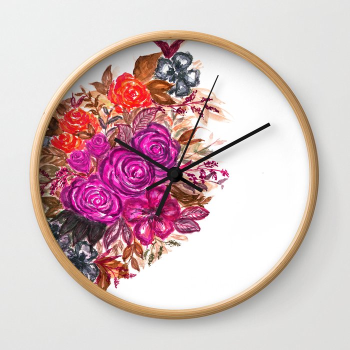 Floral watercolor pattern Wall Clock