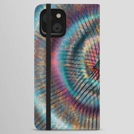 Color Sound-2 (rainbow gasoline spiral splatter) iPhone Wallet Case
