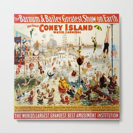 Vintage poster - Circus Metal Print | Clowns, Hip, Colorful, Sideshow, Classic, Swimmers, Fun, Cool, Amusement, Advertisement 