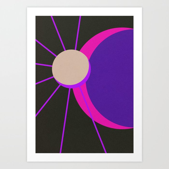 Contemporary Modern Retro Sun and Moon  Art Print
