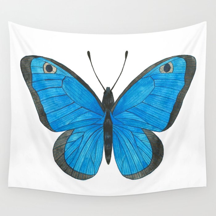 Morpho Butterfly Illustration Wall Tapestry