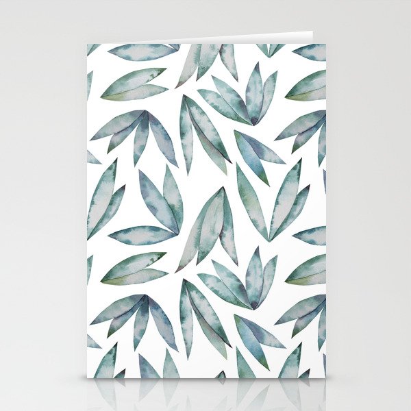 Watercolor leaves seamless pattern on white background Stationery Cards