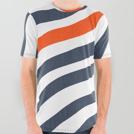 Red White and Blue French Stripe All Over Graphic Tee