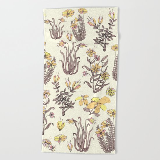 yellow garden Beach Towel