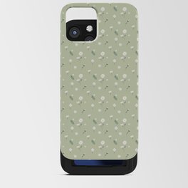 Daisy pattern on a light green background iPhone Card Case