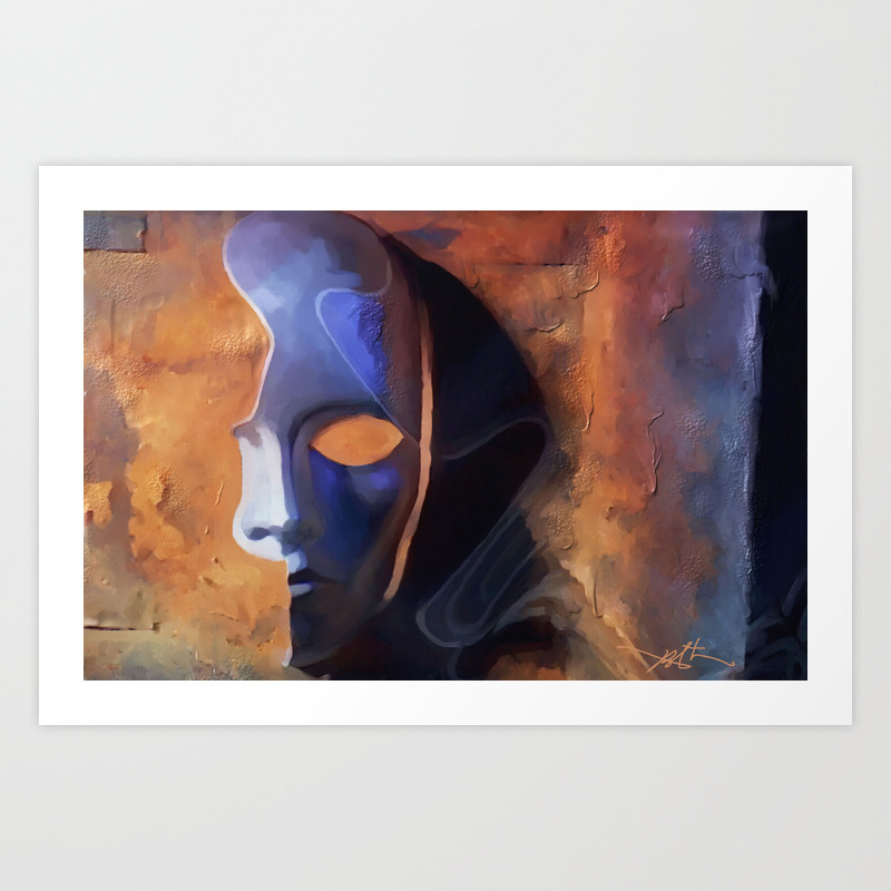 Disguise Pop Surrealism Mask Phantom Face Half Mask Art Print By Bsvc Society6