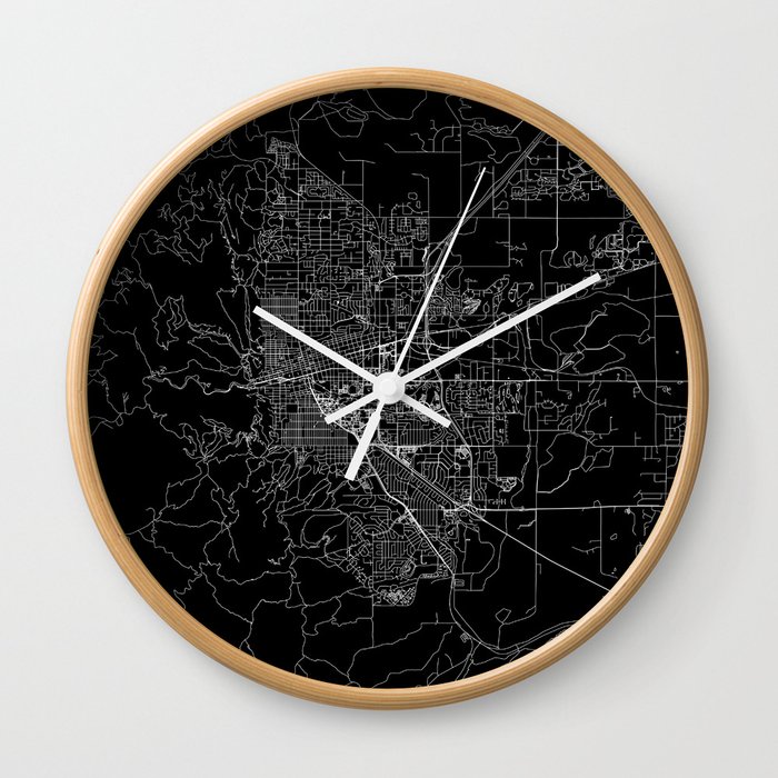 Boulder Black Map Wall Clock