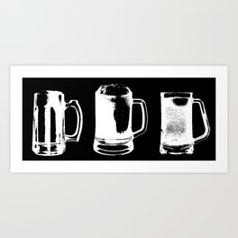 Beer Mugs on Black Art Print