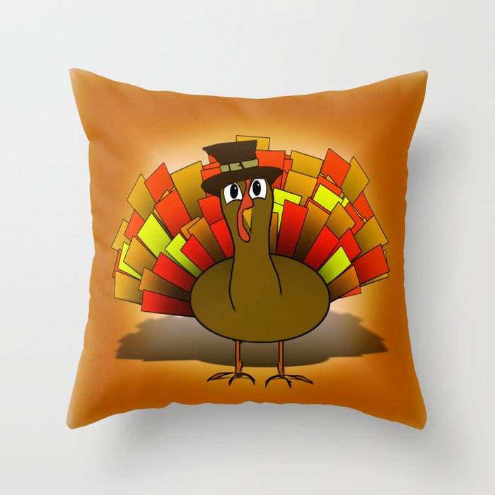 Thanksgiving Turkey Pilgrim Throw Pillow