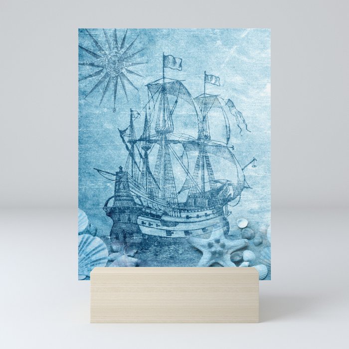 Caribbean ship sailing Mini Art Print