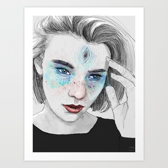 Third Eye Girl Sketch Art Print By Phazed Society6 In order to show u how up draw a complete person guide i. third eye girl sketch art print by phazed