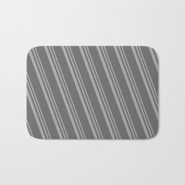 [ Thumbnail: Dark Grey & Dim Grey Colored Lines Pattern Bath Mat ]