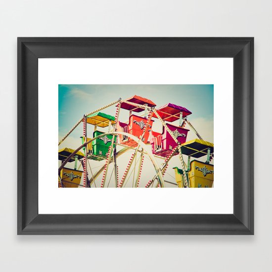 Colorful Ferris Wheel Cars Framed Art Print