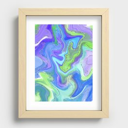 Under the waves abstract pour art Recessed Framed Print